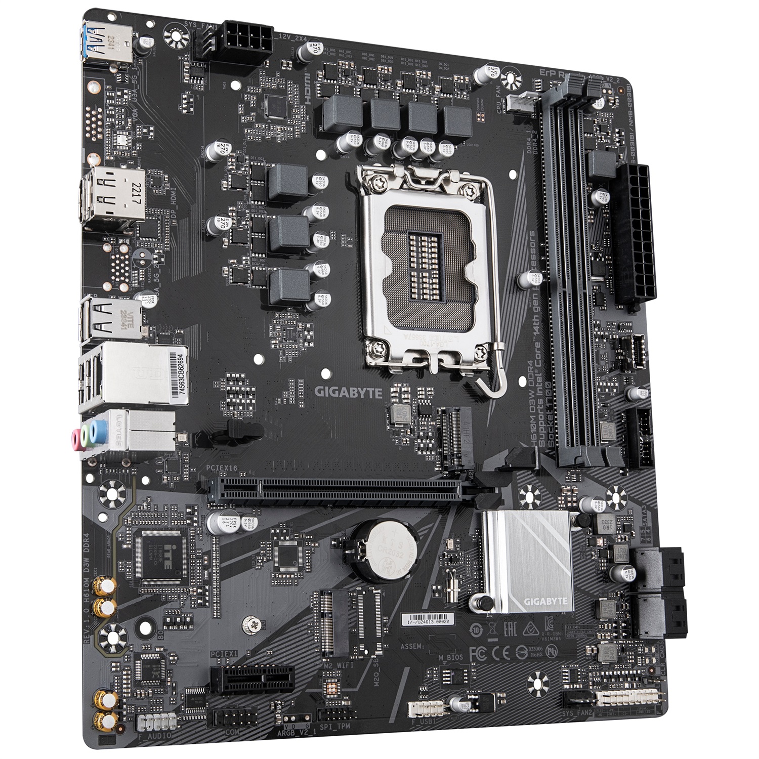 GIGABYTE H610M D3W Scheda Madre Micro ATX LGA 1700 con supporto per CPU Intel Core fino alla 14a generazione e DDR4 fino a 3200 MHz