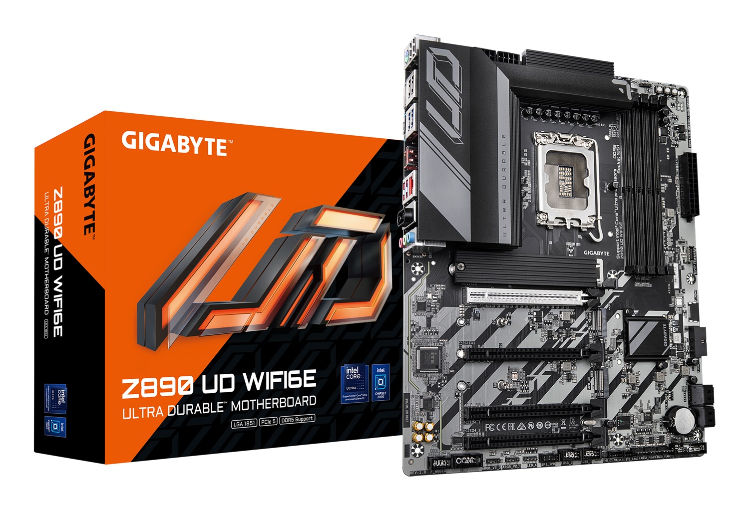 GIGABYTE Z890 UD WIFI6E Scheda Madre - Supporta CPU Intel Core Ultra (Serie 2), 12 1 2 fasi VRM, fino a 256 GB DDR5 (8800MHz OC), 1xPCIe 5.0 2xPCIe 4.0, Wi-Fi 6E, LAN 2.5GbE, Thunderbolt 4