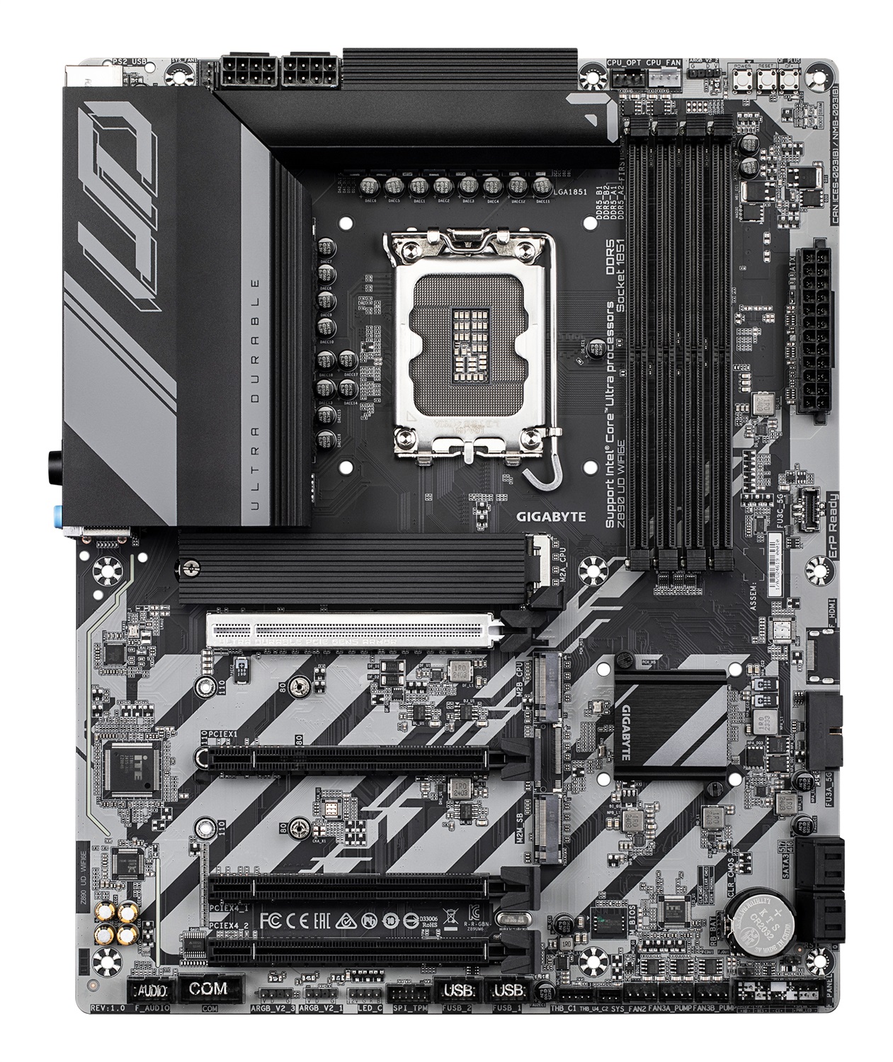 GIGABYTE Z890 UD WIFI6E Scheda Madre - Supporta CPU Intel Core Ultra (Serie 2), 12 1 2 fasi VRM, fino a 256 GB DDR5 (8800MHz OC), 1xPCIe 5.0 2xPCIe 4.0, Wi-Fi 6E, LAN 2.5GbE, Thunderbolt 4
