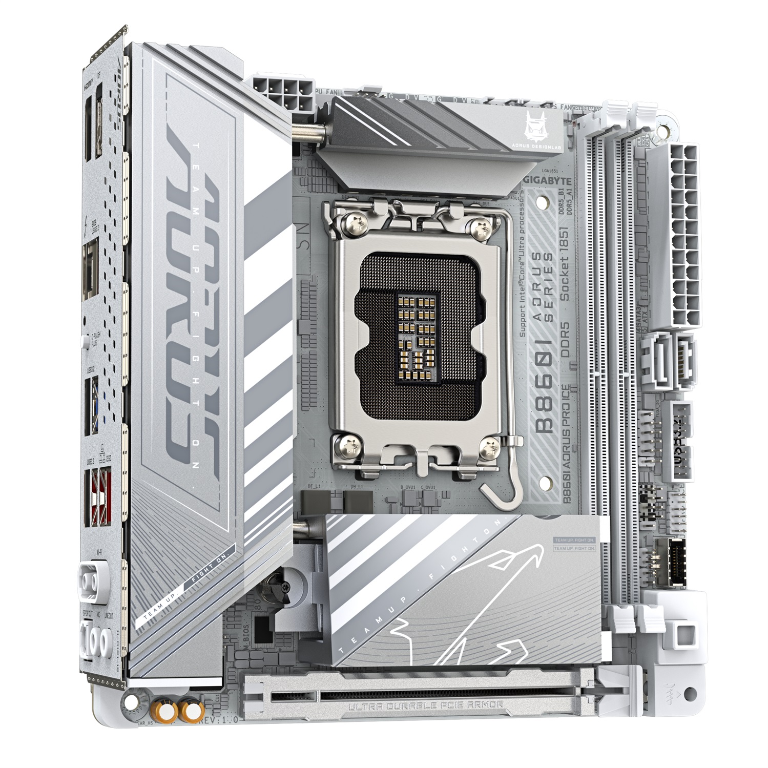 GIGABYTE B860I AORUS PRO ICE Scheda madre Mini ITX - CPU Intel Core Ultra, VRM a 8 1 2 1 fasi, fino a 9200MHz DDR5, 1xPCIe 5.0 1xPCIe 4.0 M.2, LAN 2,5 GbE, WIFI 7, Thunderbolt 4