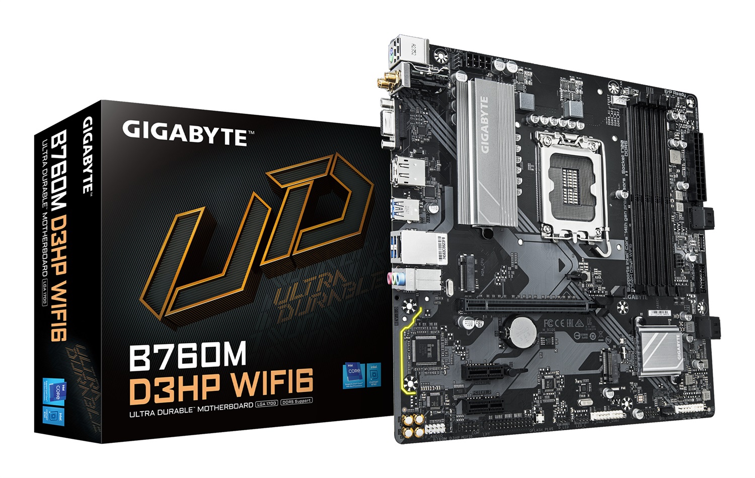 GIGABYTE B760M D3HP WIFI6 Scheda madre Micro-ATX LGA 1700 - Compatibile con CPU Intel Core 14ª generazione, VRM digitale 4 1 1, fino a 5600 MHz DDR5, 2x M.2 PCIe 4.0, Wi-Fi 6, LAN GbE, USB 3.2 Gen 1