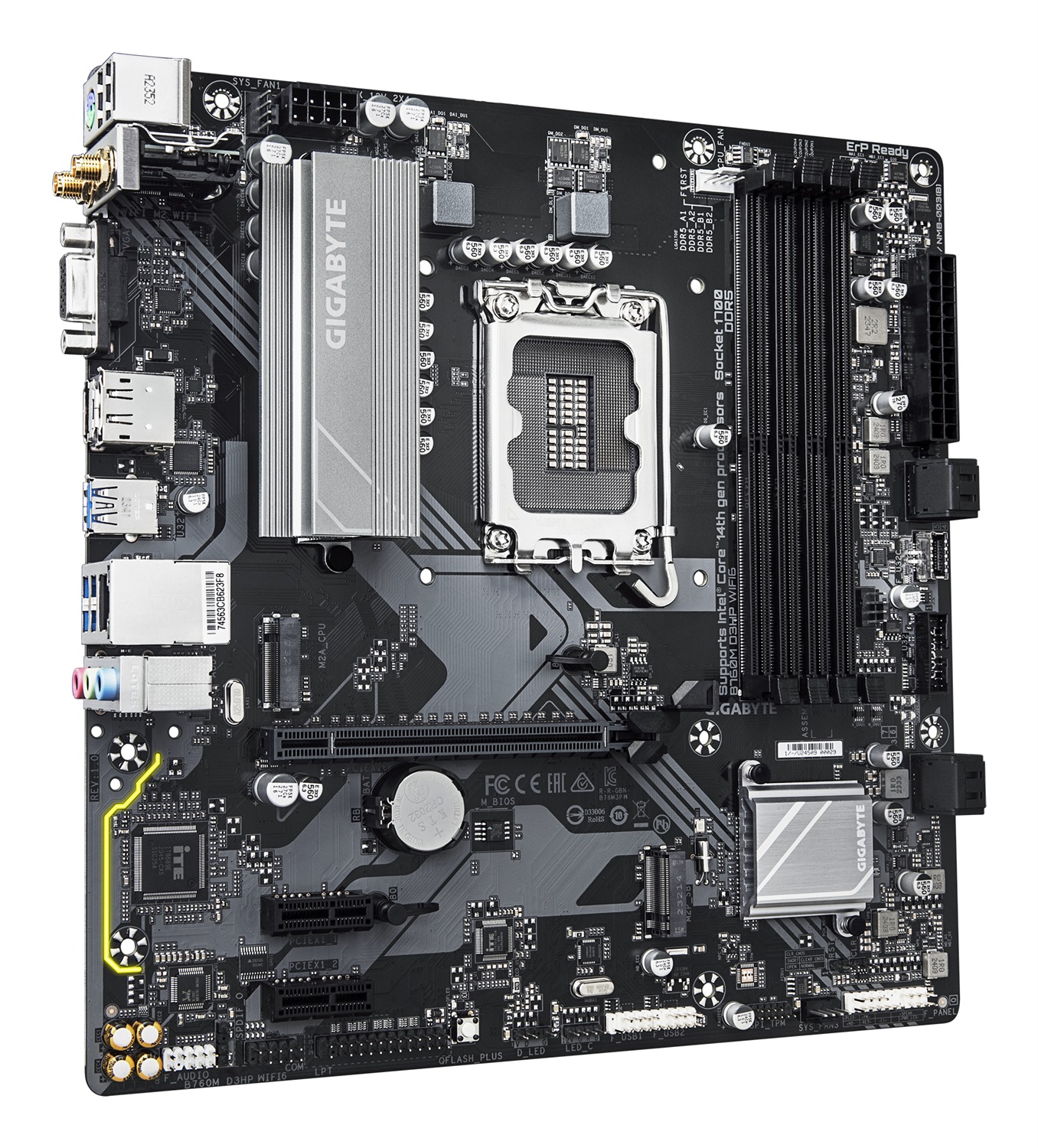GIGABYTE B760M D3HP WIFI6 Scheda madre Micro-ATX LGA 1700 - Compatibile con CPU Intel Core 14ª generazione, VRM digitale 4 1 1, fino a 5600 MHz DDR5, 2x M.2 PCIe 4.0, Wi-Fi 6, LAN GbE, USB 3.2 Gen 1