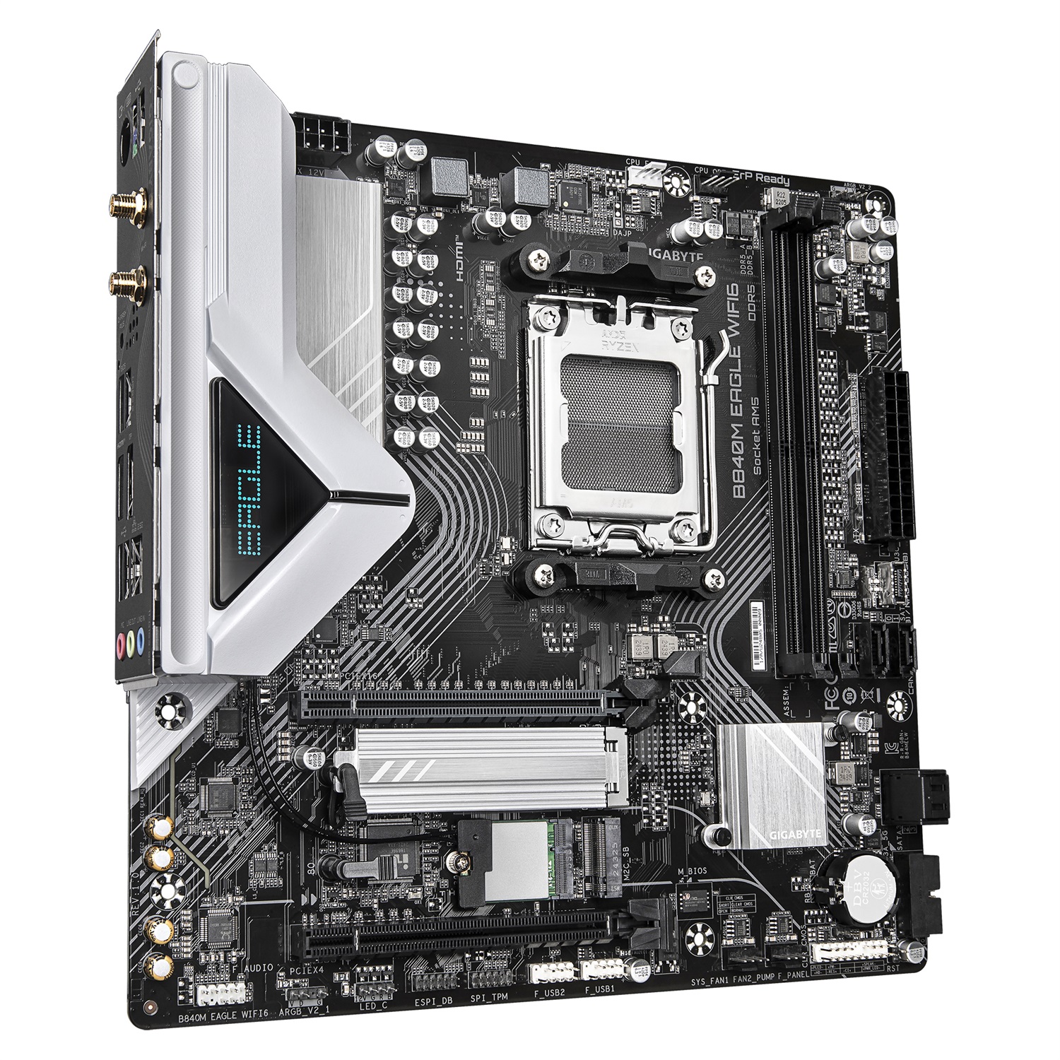 GIGABYTE B840M EAGLE WIFI6 Scheda Madre AM5 - Compatibile con CPU AMD Ryzen 7000, VRM 5 2 2 fasi, Fino a 7600 MHz DDR5 (O.C.), 1 x M.2 PCIe 4.0 1 x M.2 PCIe 3.0, Wi-Fi 6, LAN 2.5 GbE, USB 3.2 Gen 1, mATX