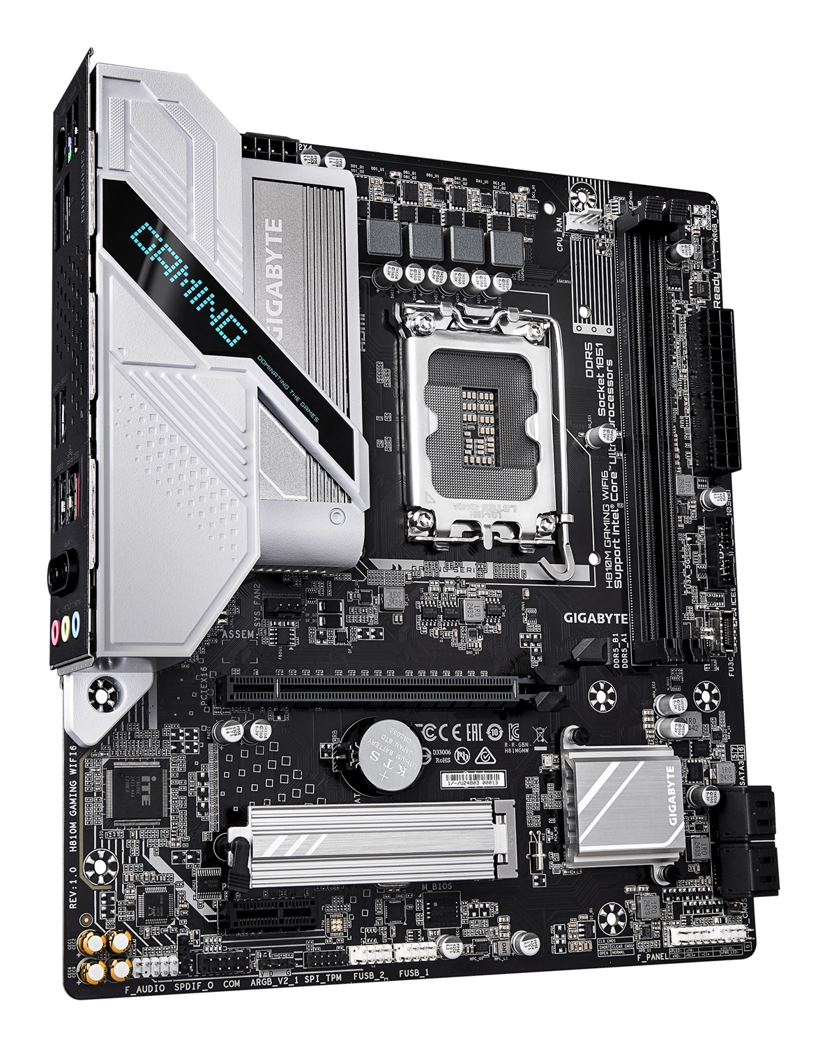 GIGABYTE H810M GAMING WIFI6 Scheda madre LGA 1851 - Compatibile con CPU Intel Core Ultra (Serie 2), VRM 4 1 2 fasi, fino a 6400 MHz DDR5, 1xPCIe 4.0 M.2, LAN 2.5GbE, WIFI 6, USB 3.2 Gen 1