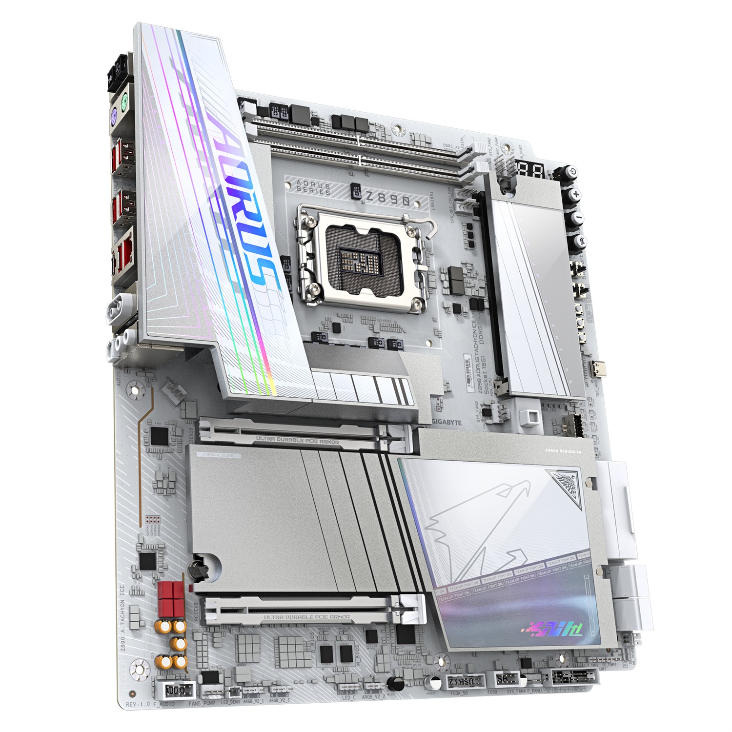 GIGABYTE Z890 AORUS TACHYON ICE Scheda Madre E-ATX LGA 1851 - CPU Intel Core Ultra (Serie 2), VRM 18 1 2 fasi, fino a 9500 MHz DDR5 (O.C), 1 x PCIe 5.0 3 x PCIe 4.0, Wi-Fi 7, LAN 5 GbE, USB 3.2 Gen 2x2