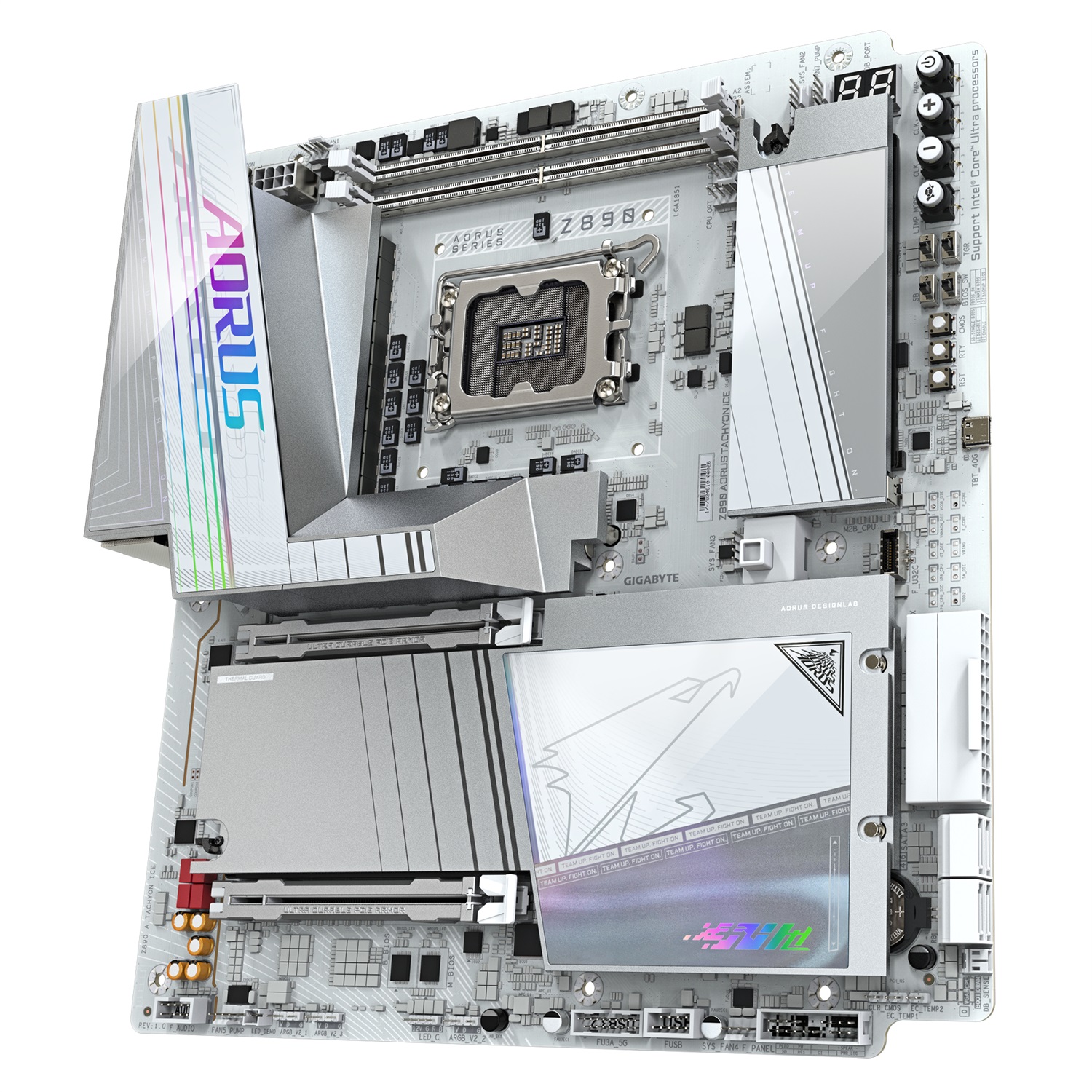 GIGABYTE Z890 AORUS TACHYON ICE Scheda Madre E-ATX LGA 1851 - CPU Intel Core Ultra (Serie 2), VRM 18 1 2 fasi, fino a 9500 MHz DDR5 (O.C), 1 x PCIe 5.0 3 x PCIe 4.0, Wi-Fi 7, LAN 5 GbE, USB 3.2 Gen 2x2