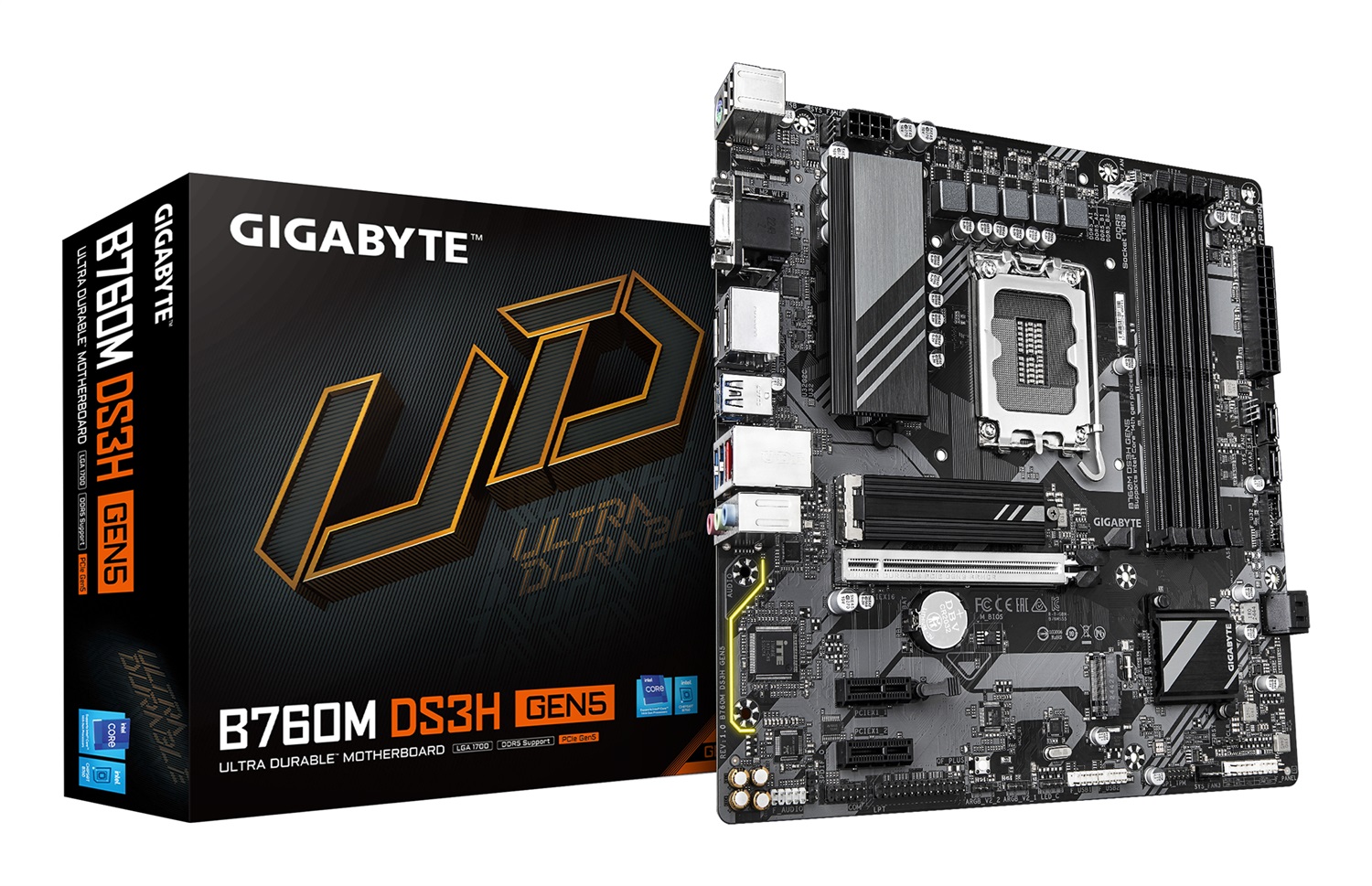 GIGABYTE B760M DS3H GEN5 Scheda Madre - Supporta CPU Intel Core 14ª generazione, VRM digitale a 6 2 1 fasi, fino a 5600 MHz DDR5, 2 x M.2 PCIe 4.0, LAN 2.5GbE, USB 3.2 Gen2, micro ATX