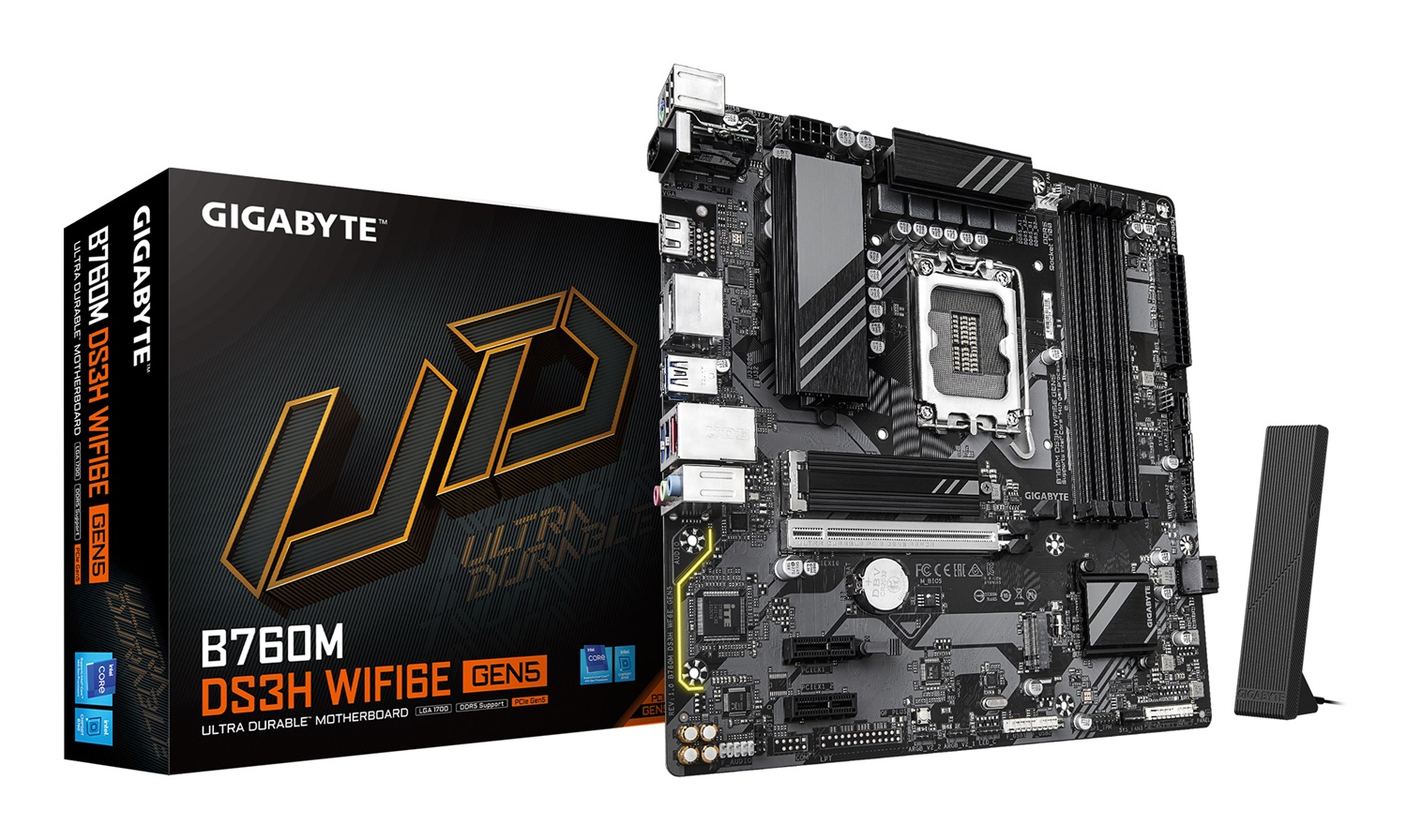 Gigabyte B760M DS3H WF6E GEN5 - Scheda madre microATX LGA 1700 con WiFi 6E e supporto per 4x DDR5