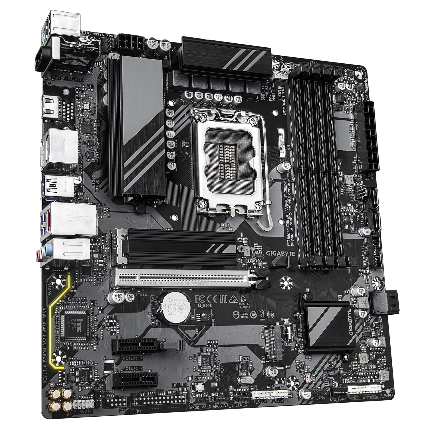 Gigabyte B760M DS3H WF6E GEN5 - Scheda madre microATX LGA 1700 con WiFi 6E e supporto per 4x DDR5