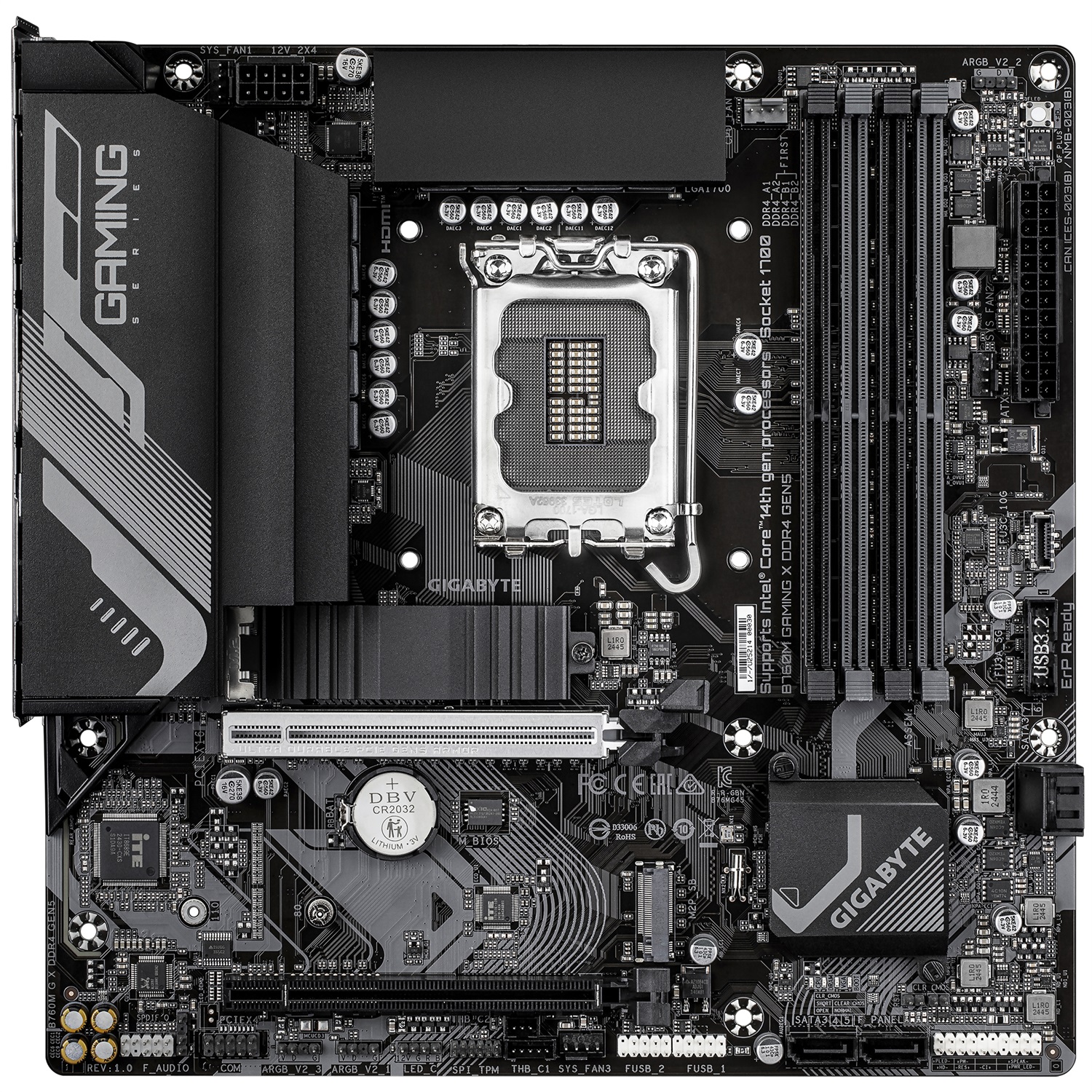 GIGABYTE B760M GAMING X - Scheda Madre DDR4 GEN5 con supporto per Intel Core 14a gen, VRM 8 1 1, fino a 3200 MHz, 2 x M.2 PCIe 4.0, LAN 2.5 GbE e USB 3.2 Gen 1