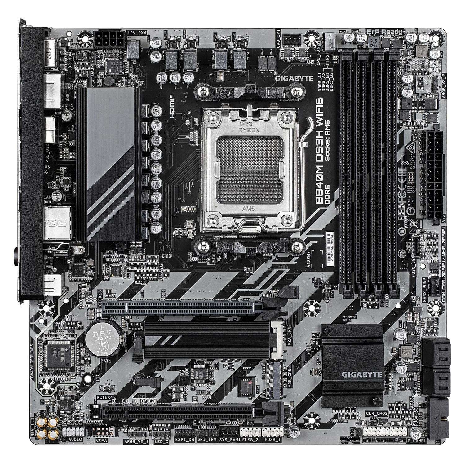 Gigabyte B840M DS3H WiFi6 - Scheda Madre mATX AM5 con supporto DDR5 e VRM digitale 8 2 2