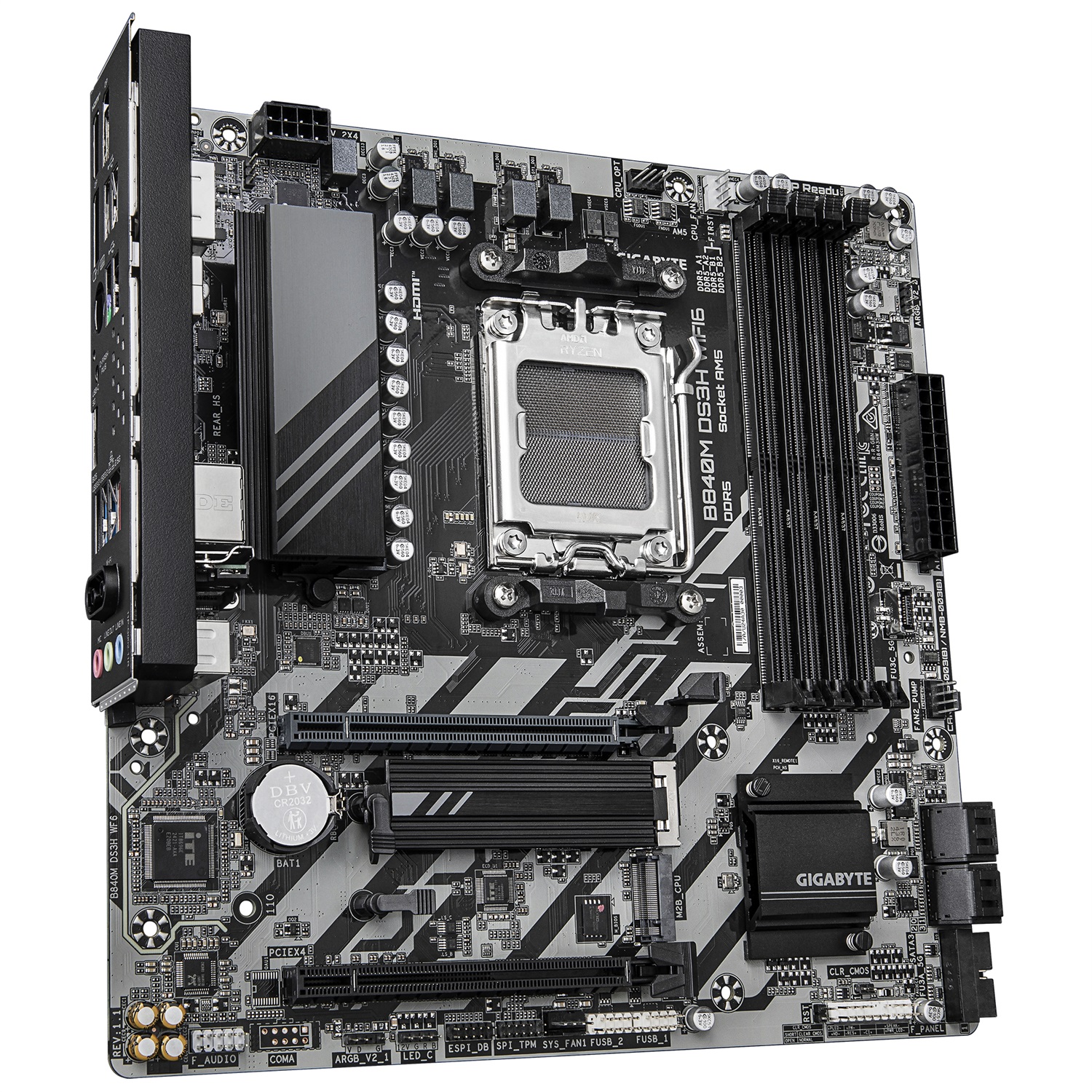 Gigabyte B840M DS3H WiFi6 - Scheda Madre mATX AM5 con supporto DDR5 e VRM digitale 8 2 2
