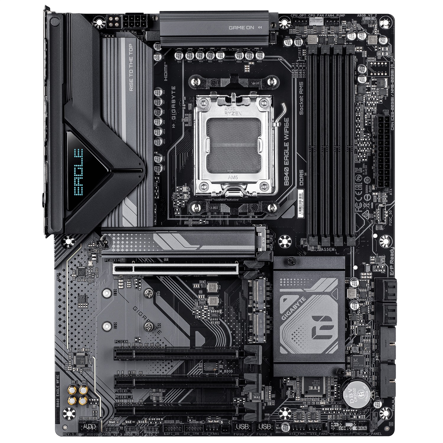 GIGABYTE B840 EAGLE WIFI6E Scheda Madre AM5 - Compatibile con CPU AMD Ryzen 7000/8000, VRM 8 2 2, fino a 8200MHz DDR5 (O.C.), 4x DDR5, 2x PCIe 4.0 1x PCIe 3.0 M.2, Wi-Fi 6E, LAN 2.5GbE, USB 3.2 Gen 2