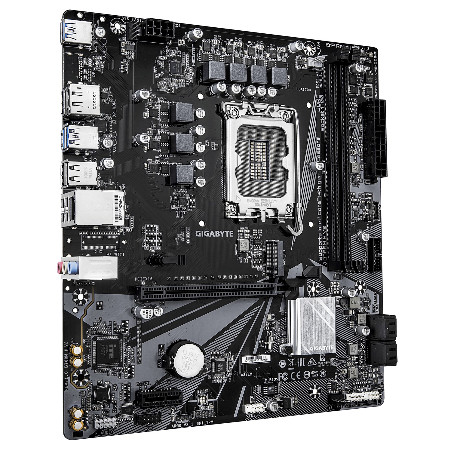 Gigabyte B760M H V2 - Scheda Madre ATX LGA 1700 con Supporto per 2x DDR5