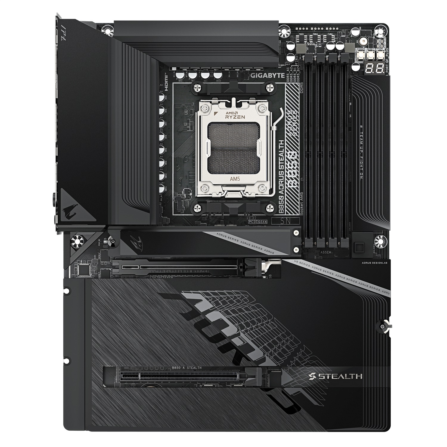 GIGABYTE B850 AORUS STEALTH - Scheda Madre per CPU AMD Ryzen 9000, VRM 14 2 2, DDR5 fino a 8200 MHz, Wi-Fi 7, LAN 5 GbE, USB 3.2 Gen 2