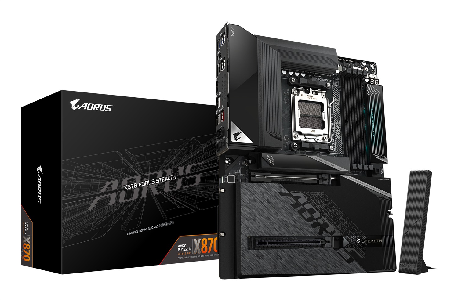 GIGABYTE X870 AORUS STEALTH Scheda Madre - Supporto CPU AMD Ryzen 9000, VRM 16 2 2, fino a 8200MHz DDR5, Wi-Fi 7, LAN 5GbE, USB 4