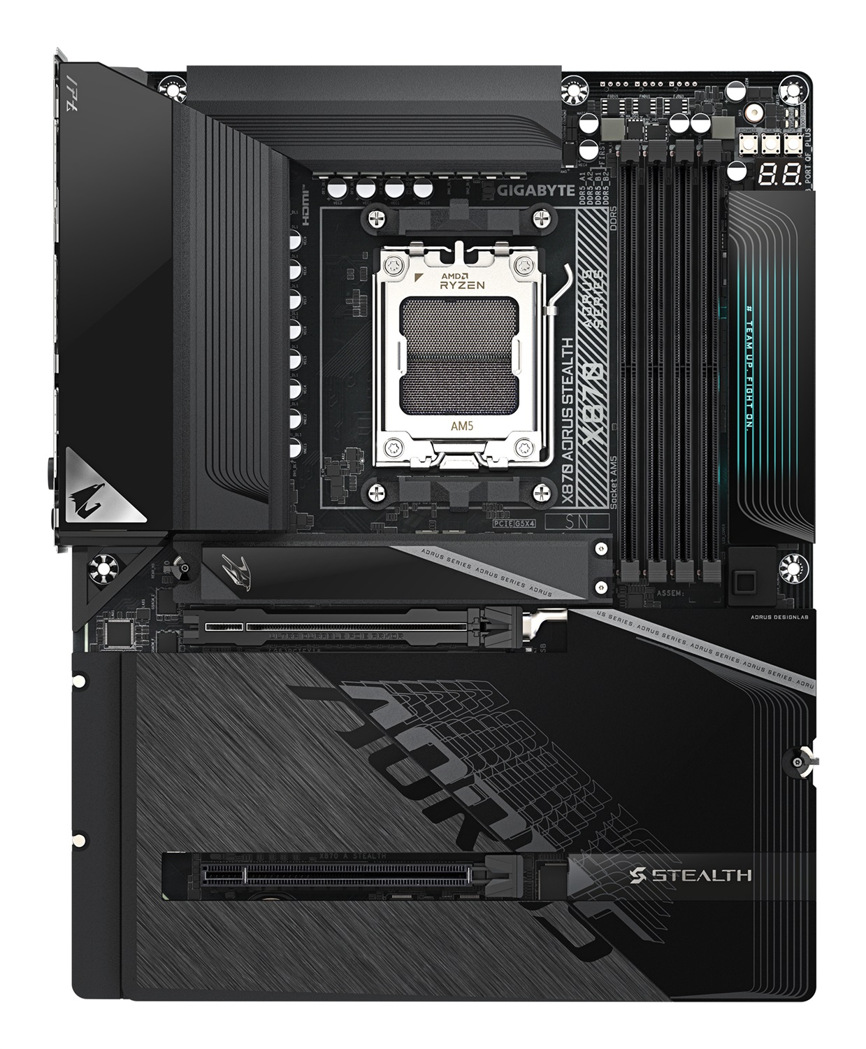 GIGABYTE X870 AORUS STEALTH Scheda Madre - Supporto CPU AMD Ryzen 9000, VRM 16 2 2, fino a 8200MHz DDR5, Wi-Fi 7, LAN 5GbE, USB 4