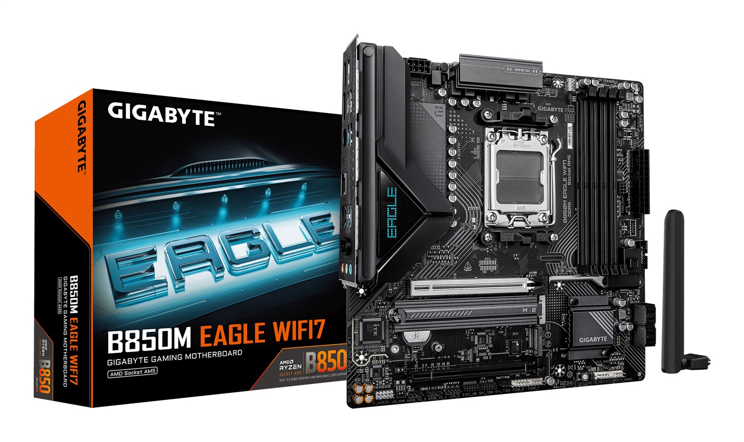 GIGABYTE B850M EAGLE WIFI7 Scheda Madre con supporto per CPU AMD Ryzen 9000, VRM a 8 2 2 fasi, fino a 8200 MHz DDR5, Wi-Fi 7 e LAN 2.5 GbE
