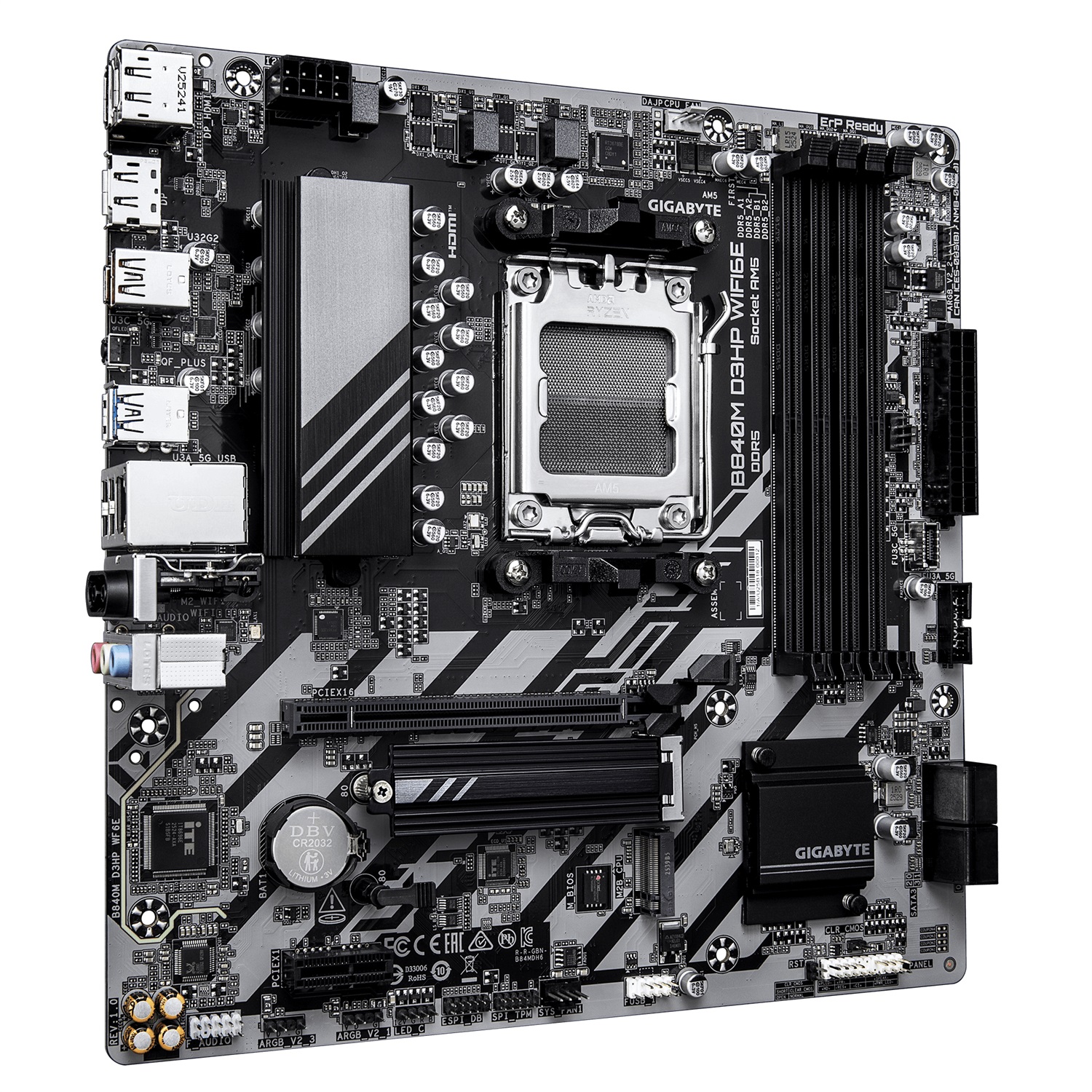 GIGABYTE B840M D3HP WIFI6E - Scheda Madre per CPU AMD Ryzen 7000/8000/9000, VRM 8 2 2, DDR5 fino a 8200 MHz, Wi-Fi 6E