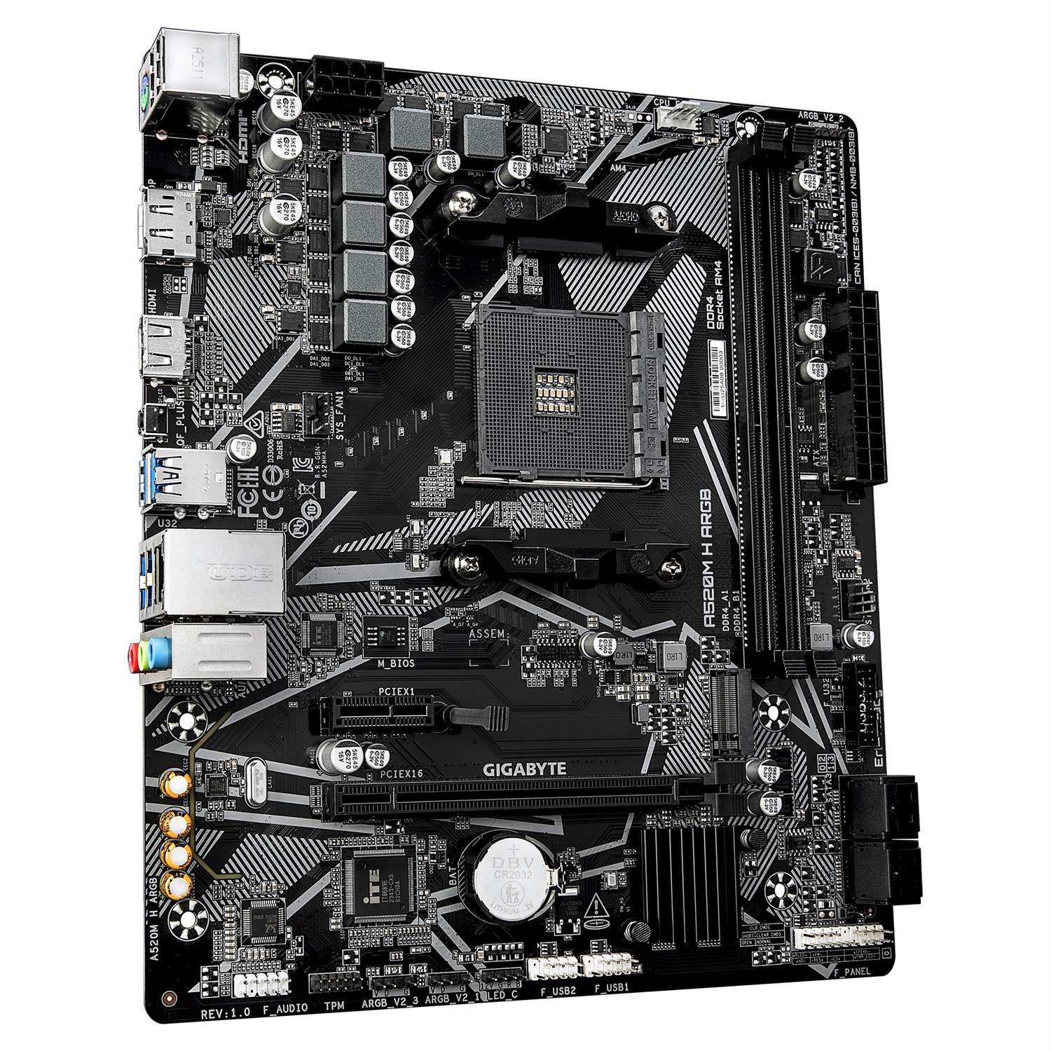 GIGABYTE A520M H ARGB - Scheda Madre AMD A520 Socket AM4 per Ryzen 3000/4000/5000, supporto DDR4 fino a 64 GB