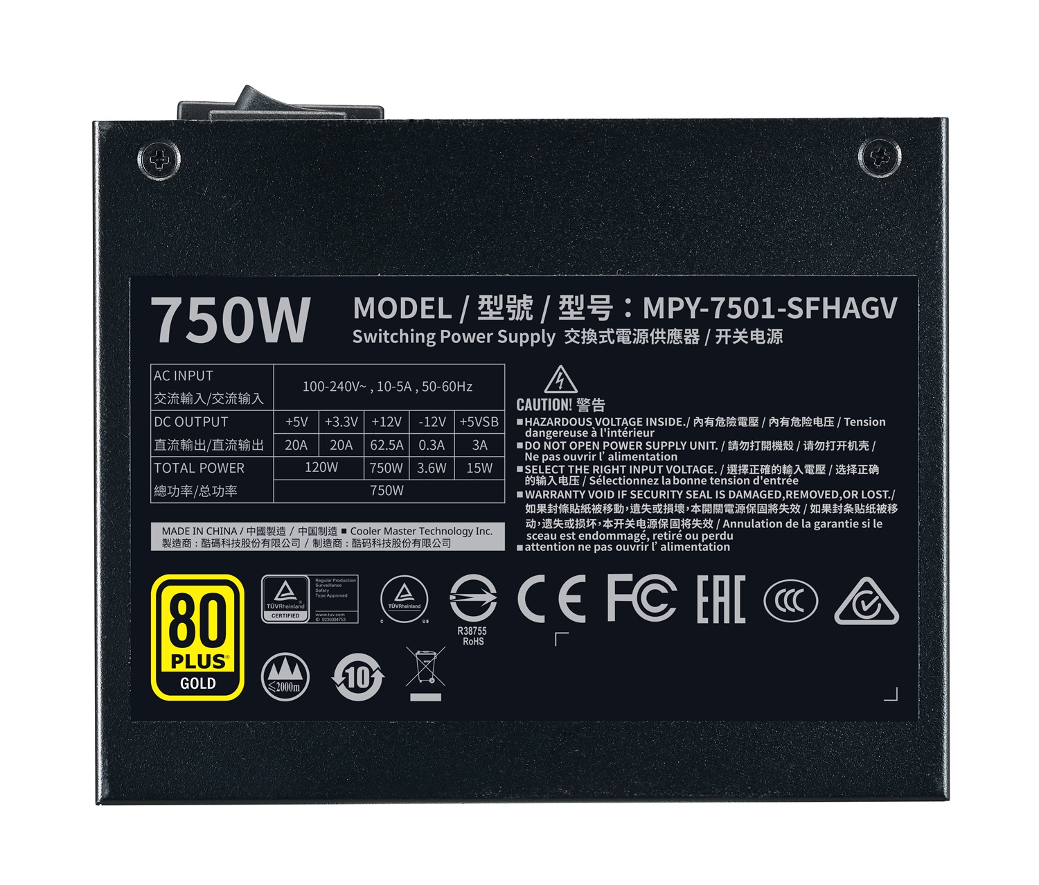 Cooler Master V750 SFX Gold Alimentatore 750W 80 PLUS Gold Full-Modular SFF/mini-ITX Ventola FDB Silenziosa 92mm Modalità Semi-Fanless