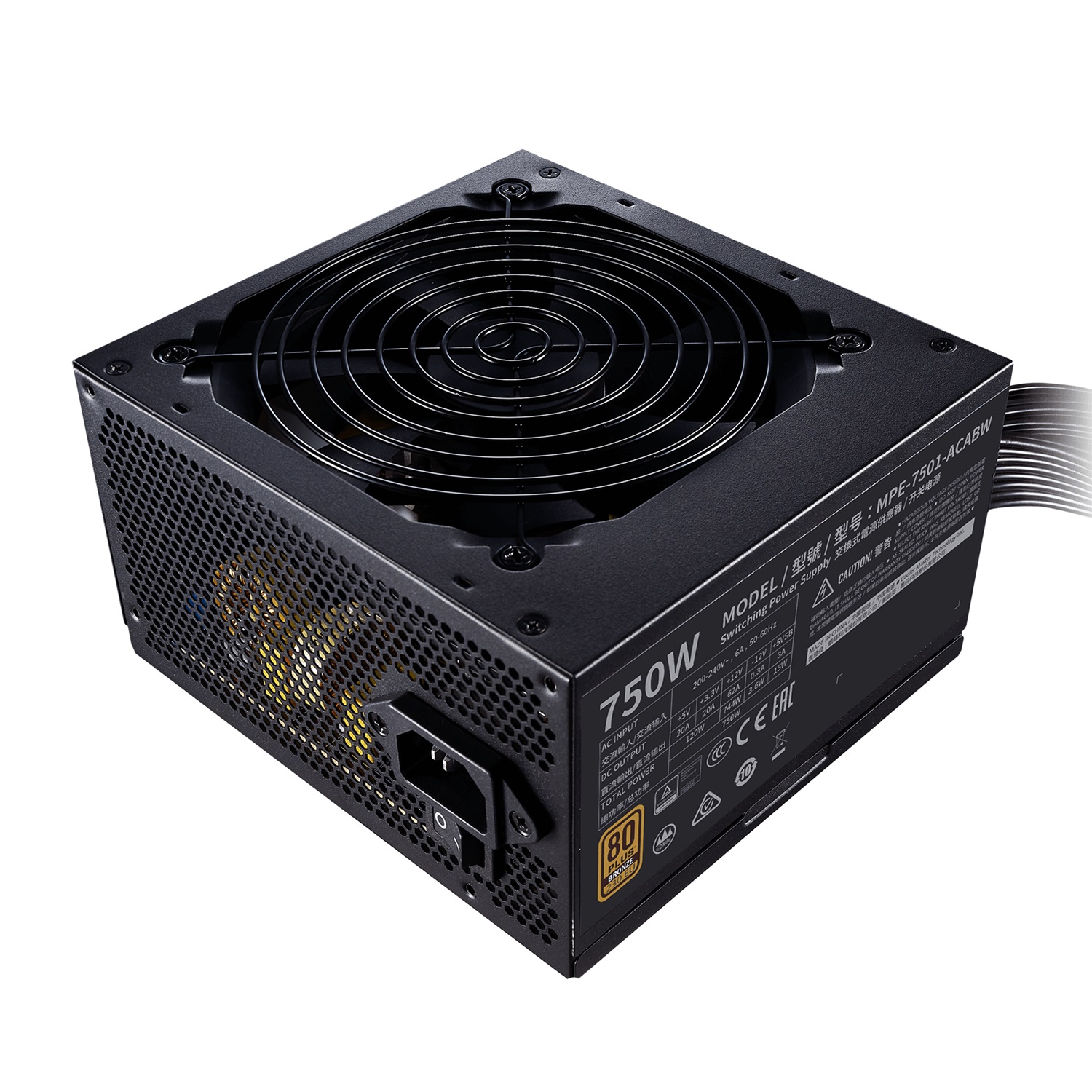 Cooler Master MWE 750 Bronze 230V V2 Alimentatore 750W ATX 24-pin, Certificazione 80 PLUS Bronze, Ventola HDB