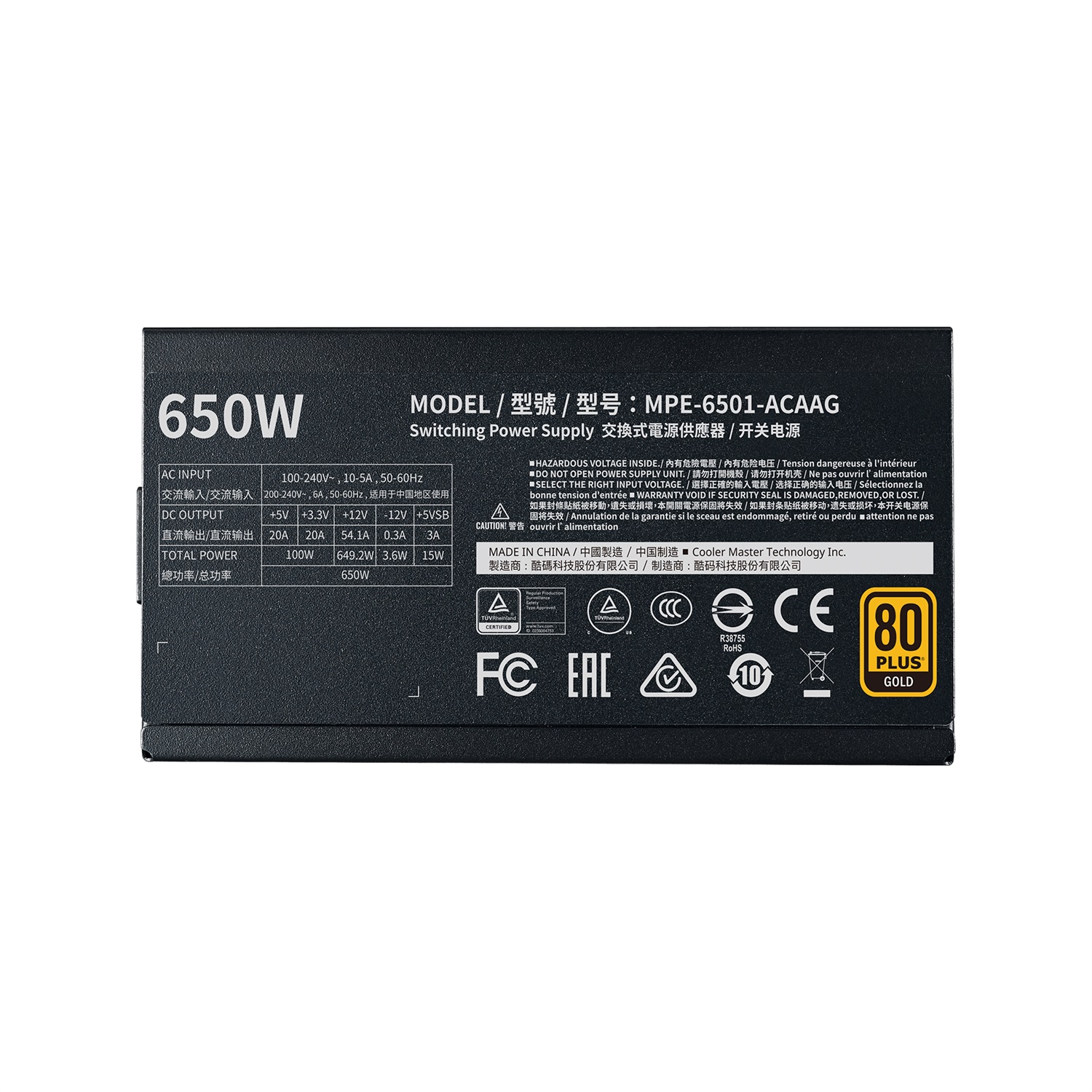 Cooler Master MWE Gold 650 V2 Alimentatore Completamente Modulare 650W 80 PLUS Gold con Ventola HDB da 120mm