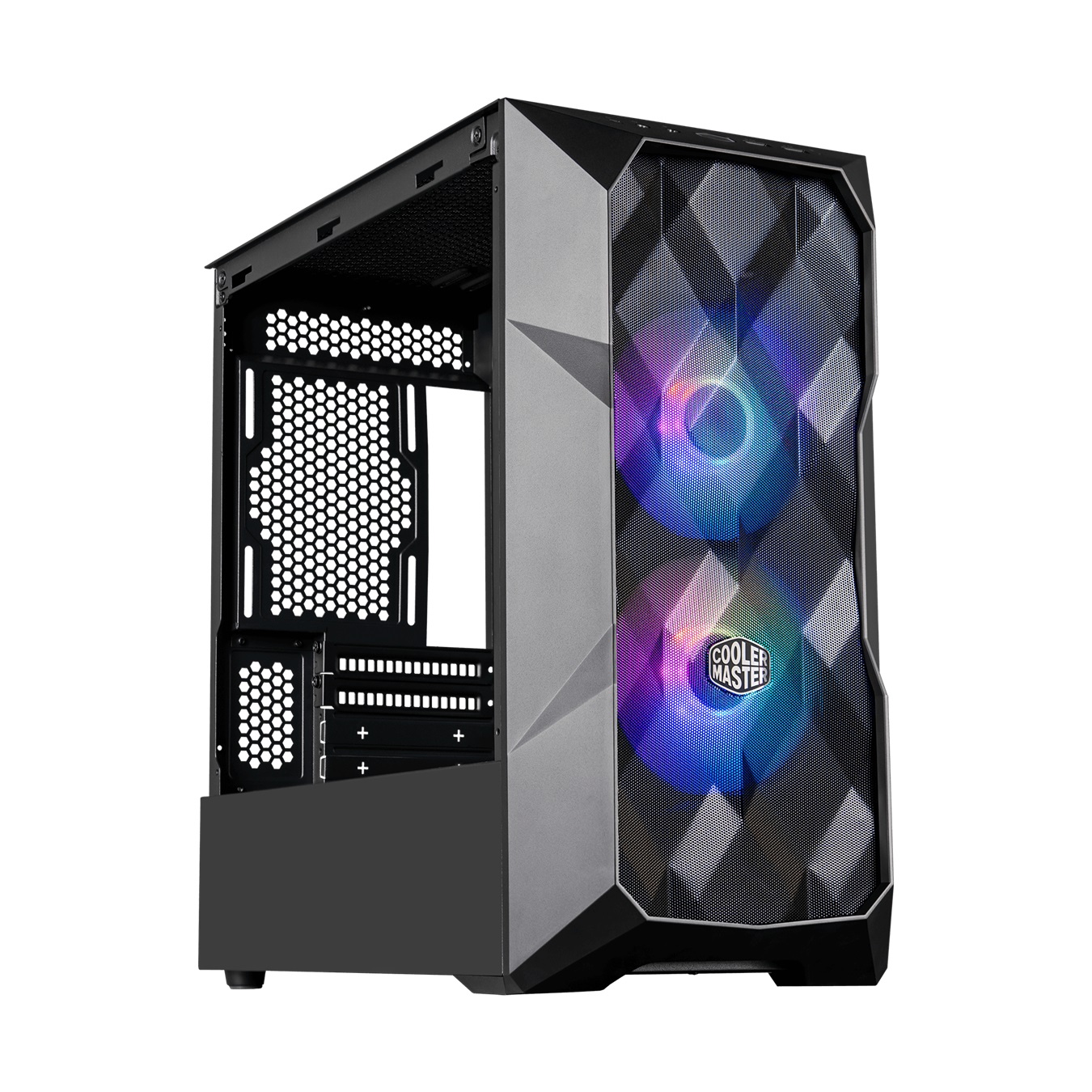 Cooler Master MasterBox TD300 Mesh Mini Tower Nero - Case PC con Pannello Frontale Mesh, Ventole ARGB e Vetro Temperato