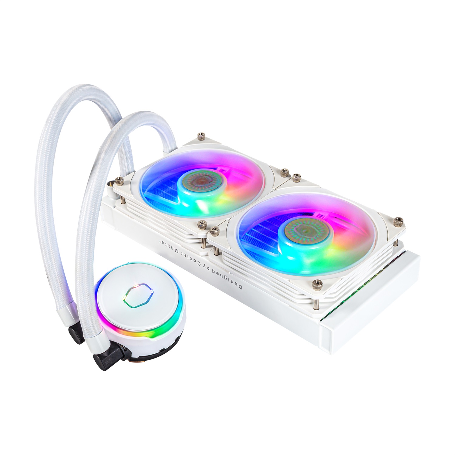 Cooler Master MasterLiquid PL240 Flux White Edition - Kit di Raffreddamento a Liquido AIO con 2 Ventole da 120 mm, Radiatore 240 mm, Illuminazione ARGB, Compatibile con Intel e AMD