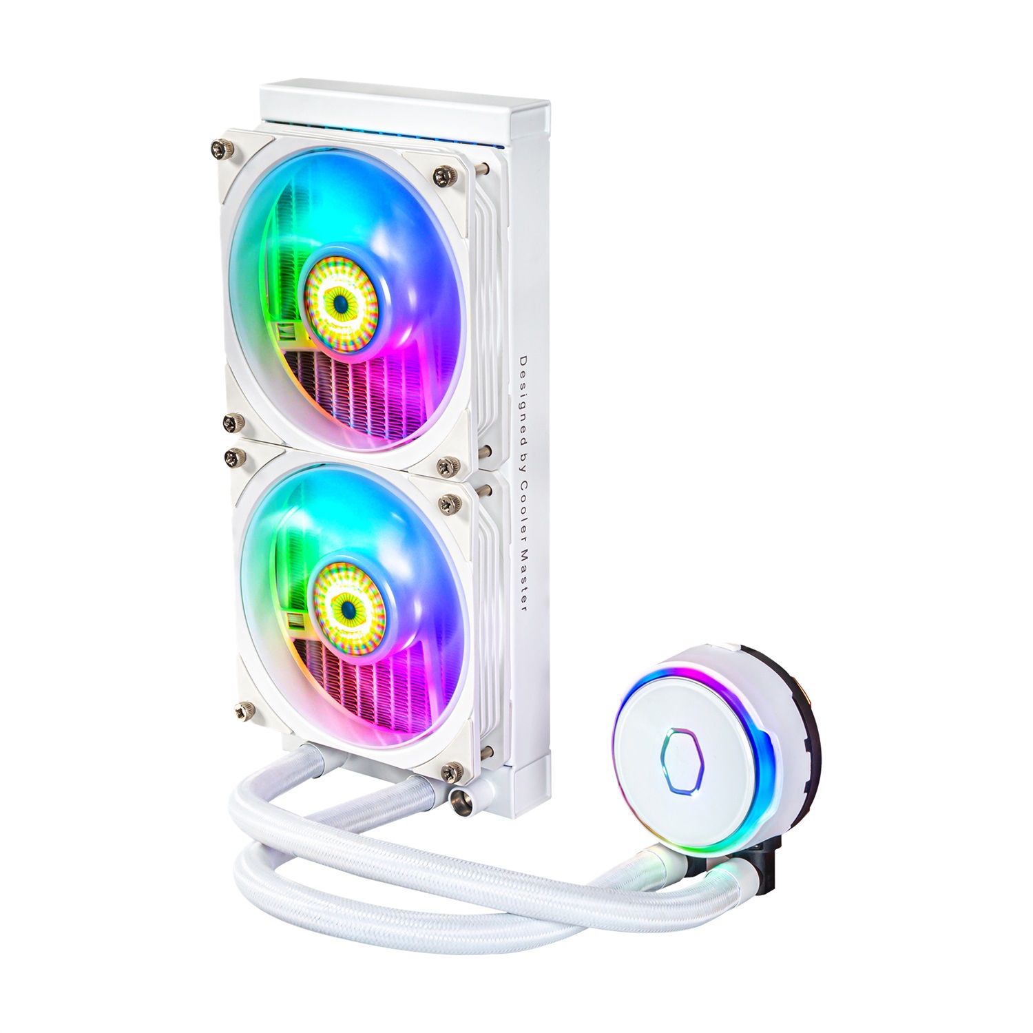 Cooler Master MasterLiquid PL240 Flux White Edition - Kit di Raffreddamento a Liquido AIO con 2 Ventole da 120 mm, Radiatore 240 mm, Illuminazione ARGB, Compatibile con Intel e AMD