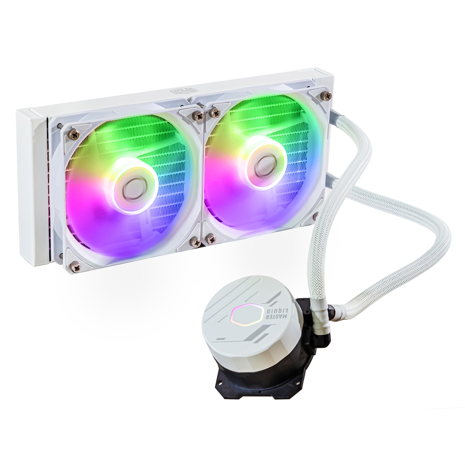 Cooler Master MasterLiquid 240L Core ARGB White - Kit di raffreddamento a liquido 240mm con ventole ARGB da 120mm, pompa a doppia camera Gen S, compatibile con LGA 1700 e AM5