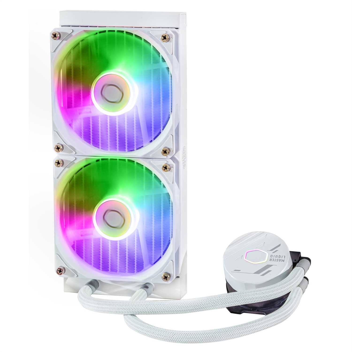 Cooler Master MasterLiquid 240L Core ARGB White - Kit di raffreddamento a liquido 240mm con ventole ARGB da 120mm, pompa a doppia camera Gen S, compatibile con LGA 1700 e AM5