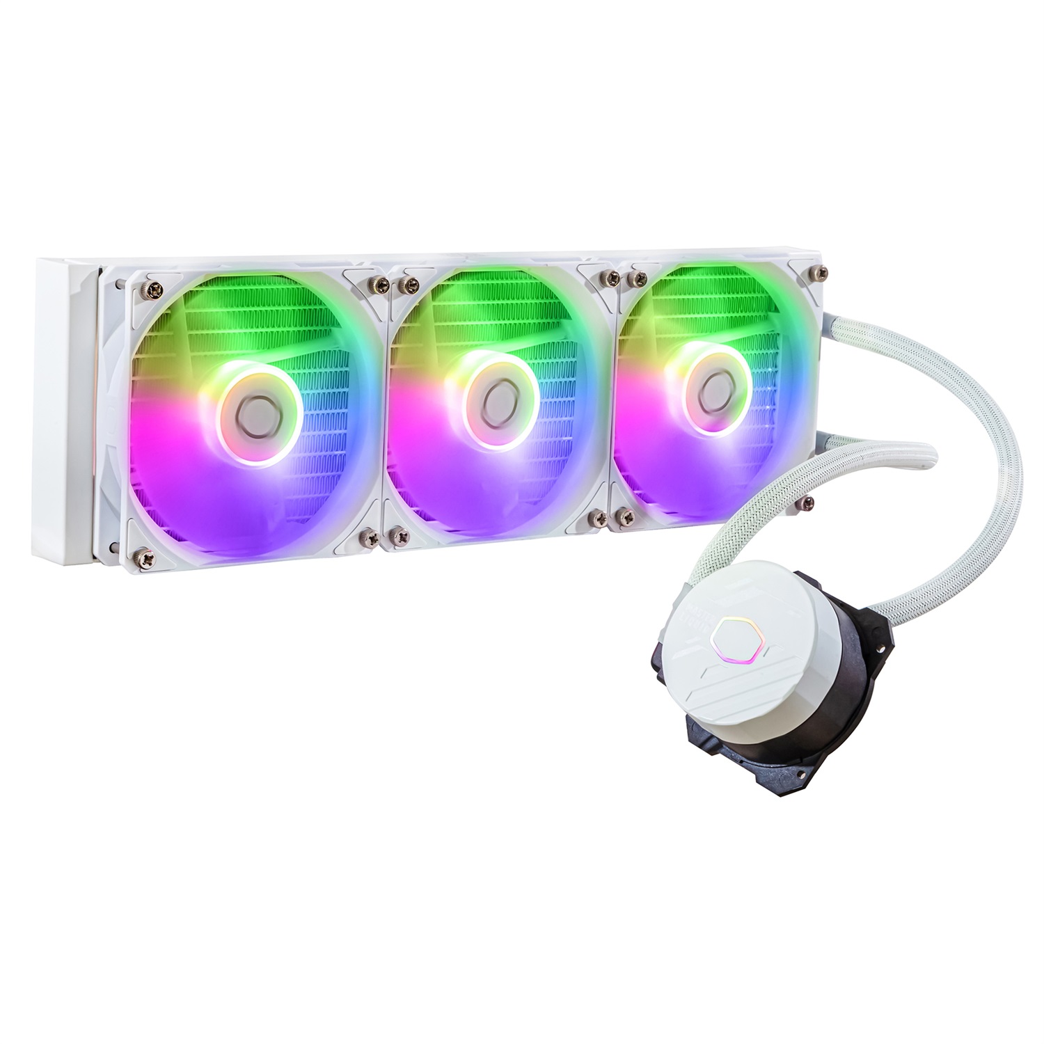 Cooler Master MasterLiquid 360L Core ARGB White - Kit di raffreddamento a liquido 360mm con ventilatori ARGB da 120mm, Dual Chamber Gen S Pump, compatibile con LGA 1700 e AM5