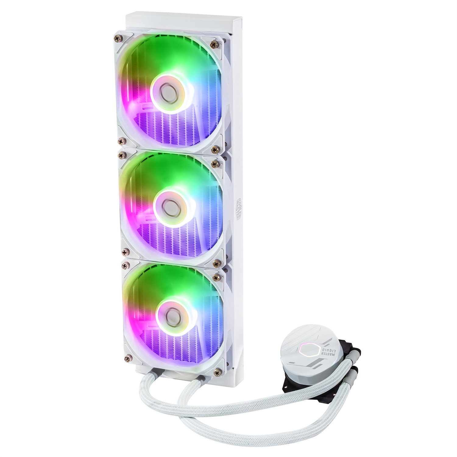 Cooler Master MasterLiquid 360L Core ARGB White - Kit di raffreddamento a liquido 360mm con ventilatori ARGB da 120mm, Dual Chamber Gen S Pump, compatibile con LGA 1700 e AM5