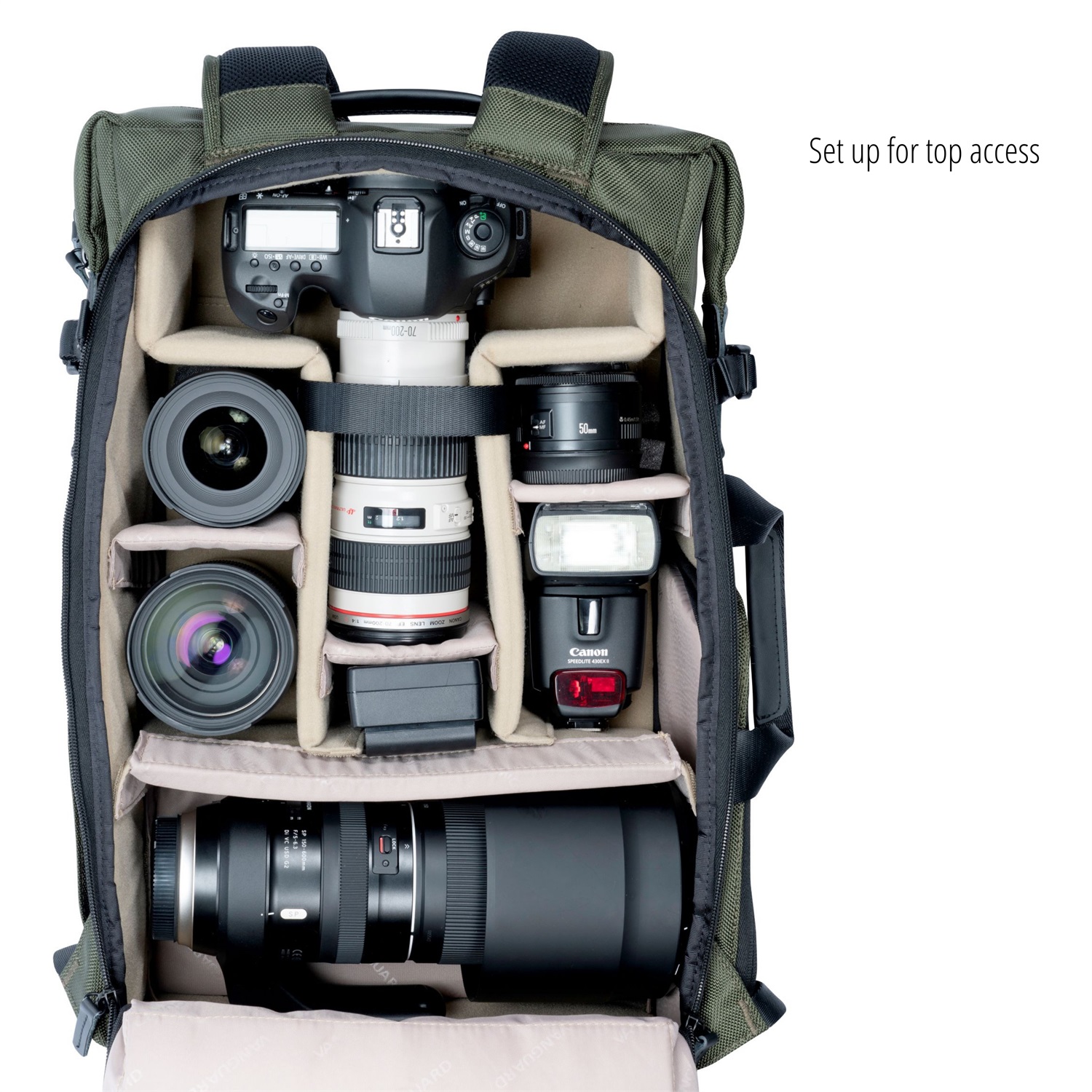 Vanguard Veo Select 49GR - Zaino Verde per Fotocamera e Laptop, Capacità per 1-2 DSLR e Accessori