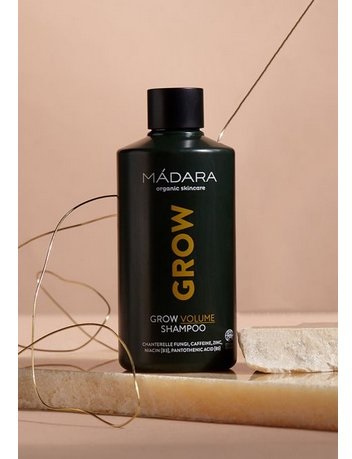 MÁDARA Grow Volume Shampoo 250 ml - Shampoo per Donna con Caffeina e Zinco, Riattiva e Volumizza i Capelli, Certificato Ecocert