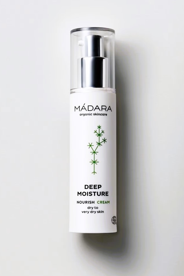 MÁDARA Deep Moisture Crema Viso 50 ml - Idratante Nutriente per Pelli Secche e Molto Secche con Acido Ialuronico e Vitamine C ed E