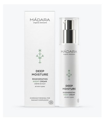 MÁDARA Deep Moisture Regenerating Night Cream - Crema da Notte Viso e Collo 50 ml, Idratazione Intensa e Ringiovanimento con Antiossidanti
