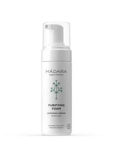 MÁDARA Mousse Detergente Viso Purificante 150 ml - Con Estratto di Achillea Settentrionale, Vegan, Certificato Ecocert, Schiuma Delicata