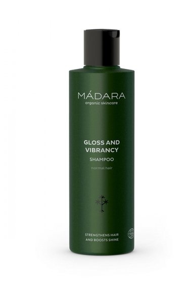 MÁDARA Gloss and Vibrancy Shampoo 250 ml - Deterge, Aumenta Lucentezza e Volume, con Betulla del Nord e Mirtillo Rosso, Vegano