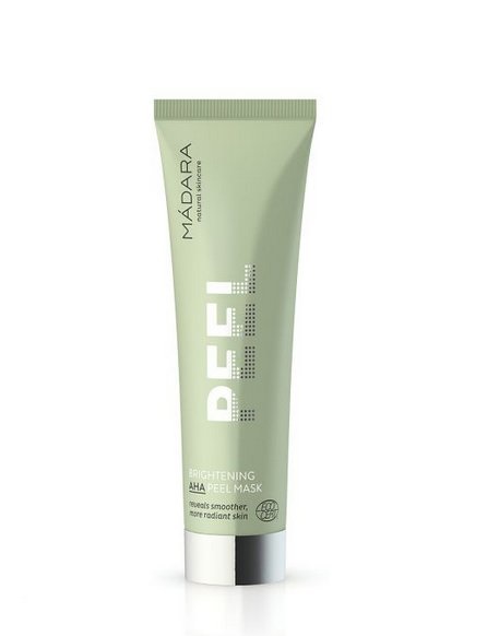 MÁDARA Brightening AHA Peel Mask - Maschera Esfoliante Illuminante 60 ml con Acidi della Frutta, Vitamina C e Acido Lattico, Vegana e Certificata Ecocert