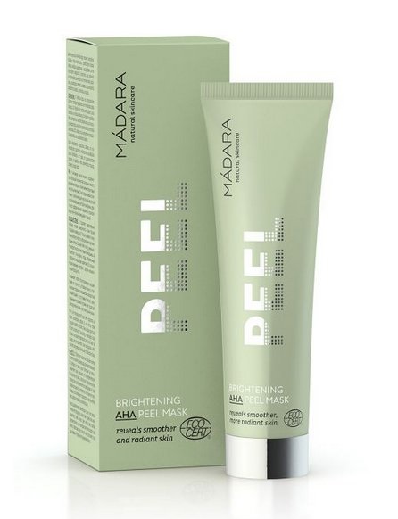 MÁDARA Brightening AHA Peel Mask - Maschera Esfoliante Illuminante 60 ml con Acidi della Frutta, Vitamina C e Acido Lattico, Vegana e Certificata Ecocert