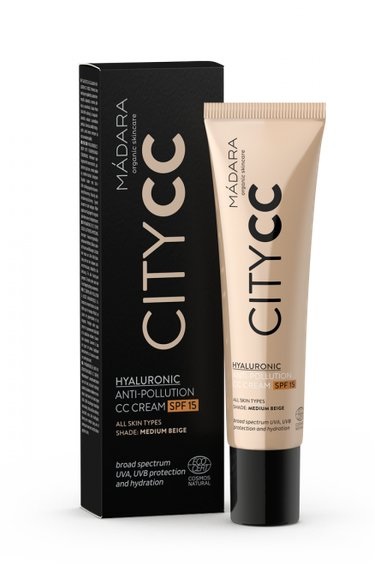 MÁDARA Crema CC SPF 15 Medium Beige - 40 ml, Anti-Pollution con Acido Ialuronico
