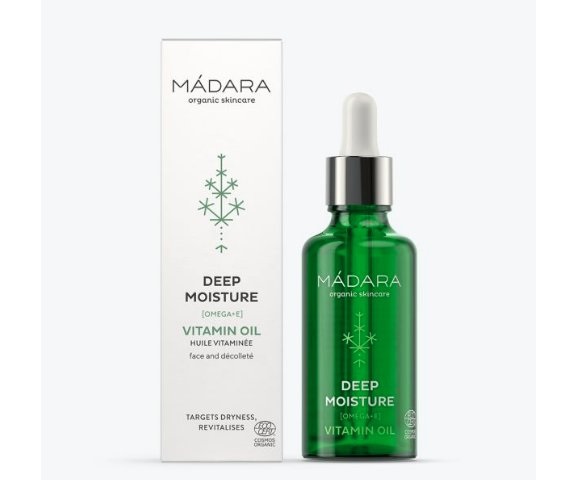 MÁDARA Deep Moisture Vitamin Oil - Olio per il viso idratante 50 ml con oli nutrienti e vitamine