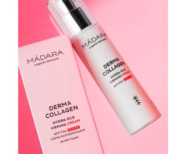MÁDARA Derma Collagen Hydra-Silk Firming Cream 50 ml - Crema Viso Idratante, Tonificante e Anti-età con Acido Ialuronico e Peptidi