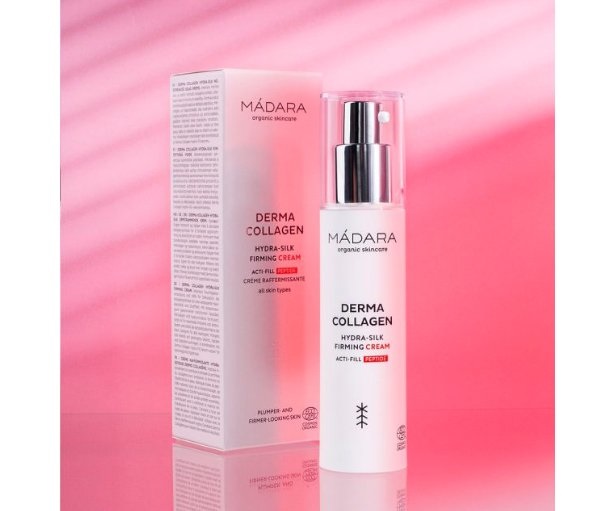 MÁDARA Derma Collagen Hydra-Silk Firming Cream 50 ml - Crema Viso Idratante, Tonificante e Anti-età con Acido Ialuronico e Peptidi