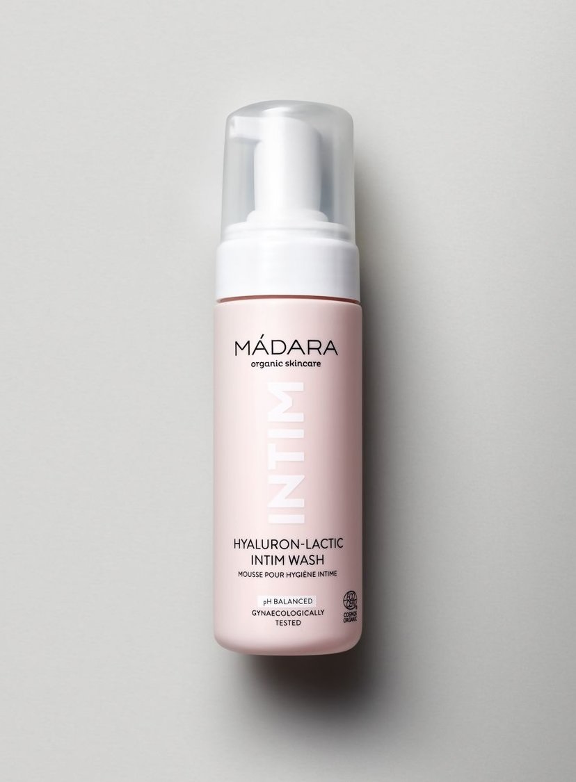 MÁDARA Hyaluron-Lactic Intim Wash Mousse 150 ml - Lavaggio intimo per donna, idratante e rinfrescante