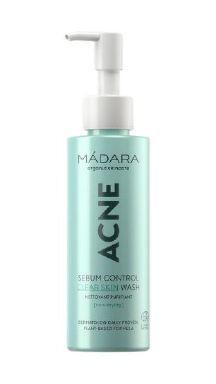 MÁDARA ACNE Sebum Control Clear Skin Wash Gel Detergente per Donna 140 ml - Riequilibrante, Seboregolatore, Non Essiccante