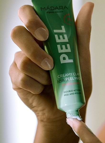 MÁDARA Creamy Clay AHA Peel Mask 60 ml - Maschera Esfoliante, Purificante e Levigante per Pelle Luminosità e Uniformità