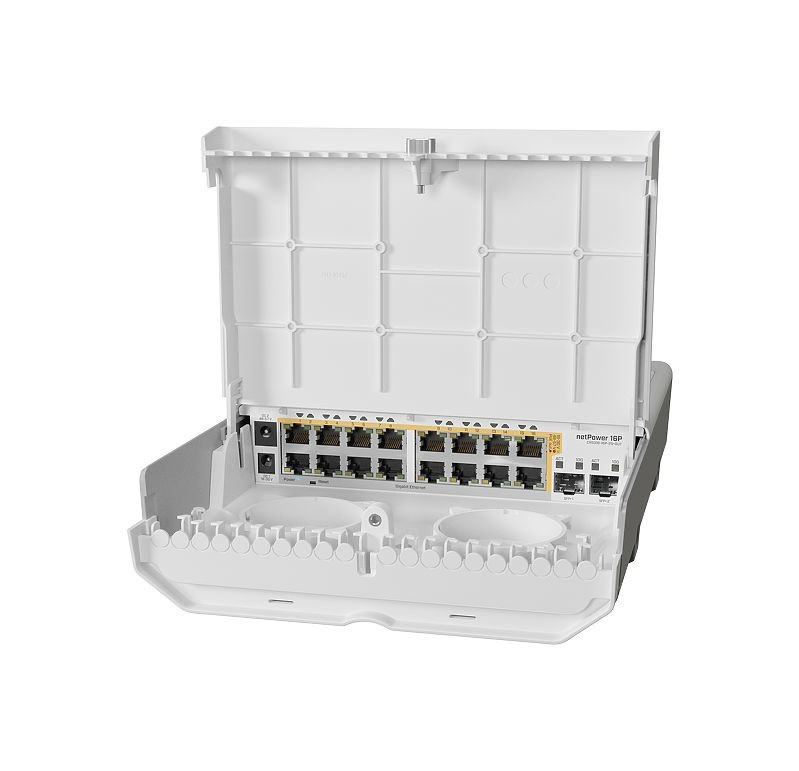 Mikrotik netPower 16P Switch di rete L2/L3 con 16 porte Gigabit Ethernet (10/100/1000) e supporto Power over Ethernet (PoE) - Bianco, RouterOS L5